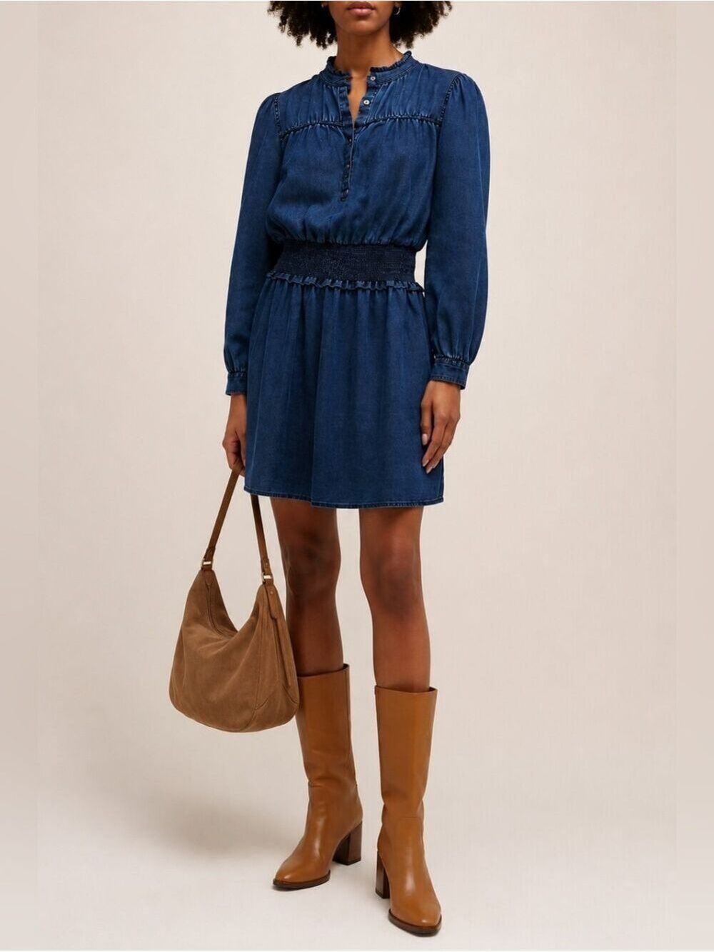 RAILS SHAWNA DENIM CHAMBRAY MINI DRESS SIZE LARGE LIKE NEW!
